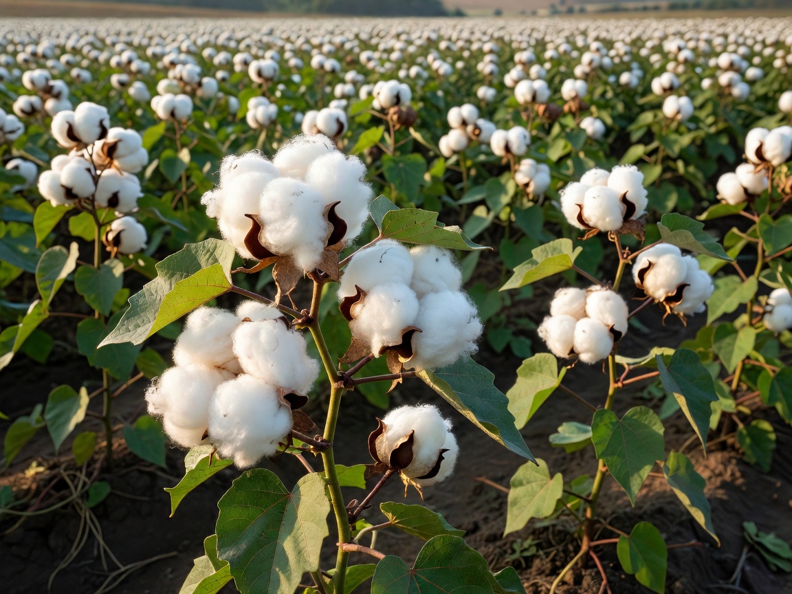 Close-up of cotton bolls growing on a Bt cotton plant